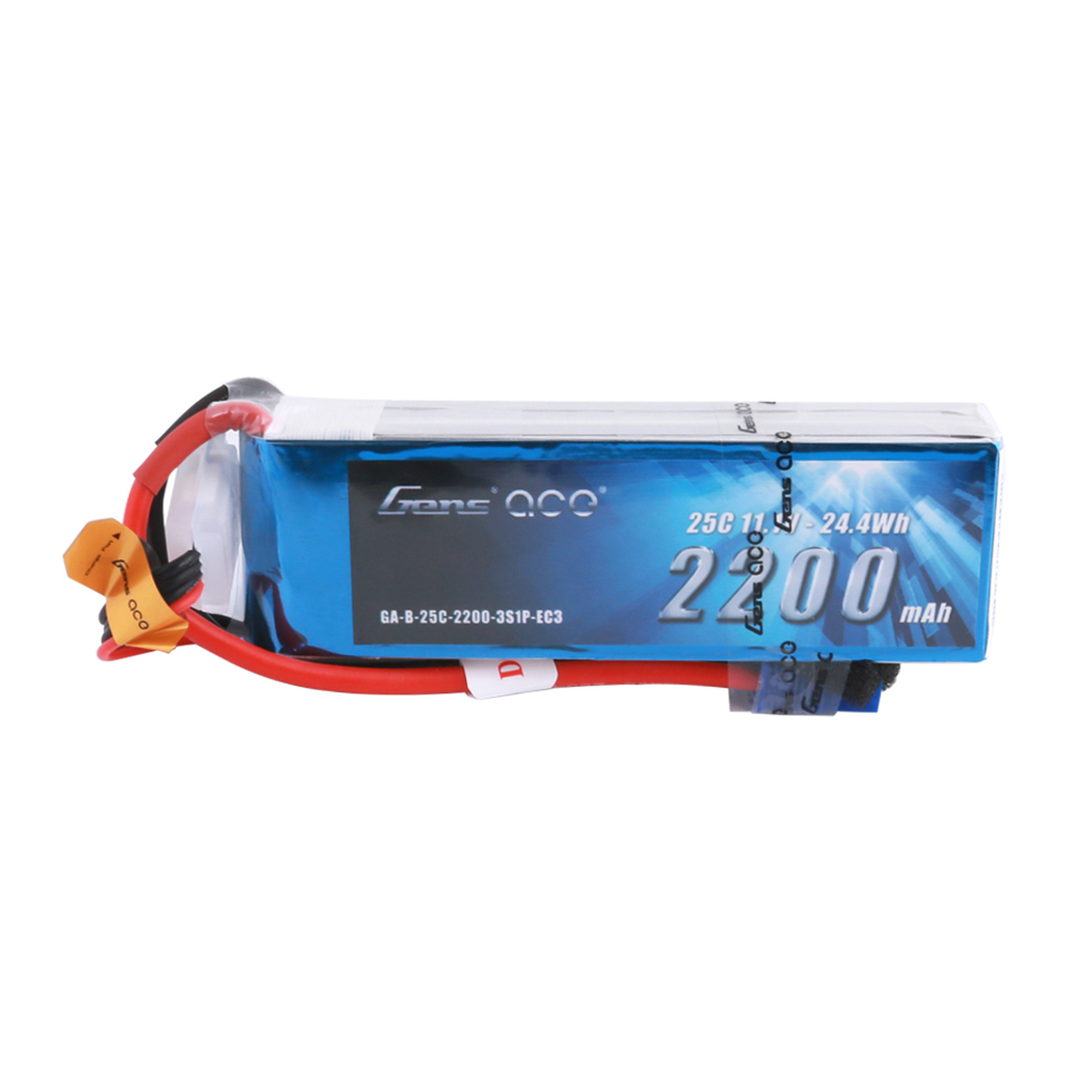 Gens ace 2200mAh 3S 11.1V 25C Lipo Battery Pack with EC3 Plug for RC Plane