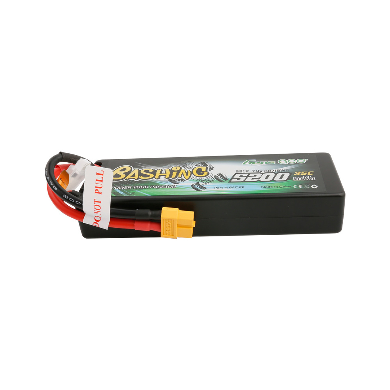 Gens ace Bashing Series 5200mAh 7.4V 2S1P 35C car Lipo Battery Pack Hardcase 24# with XT60 Plug