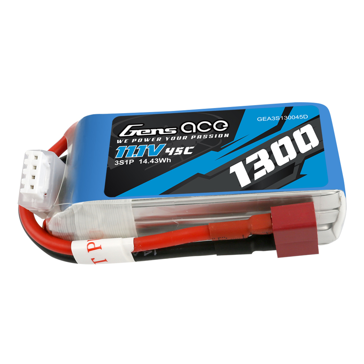 Gens Ace 3S1P  45C   1300mAh 11.1V 45C Lipo Battery Pack with Deans Plug