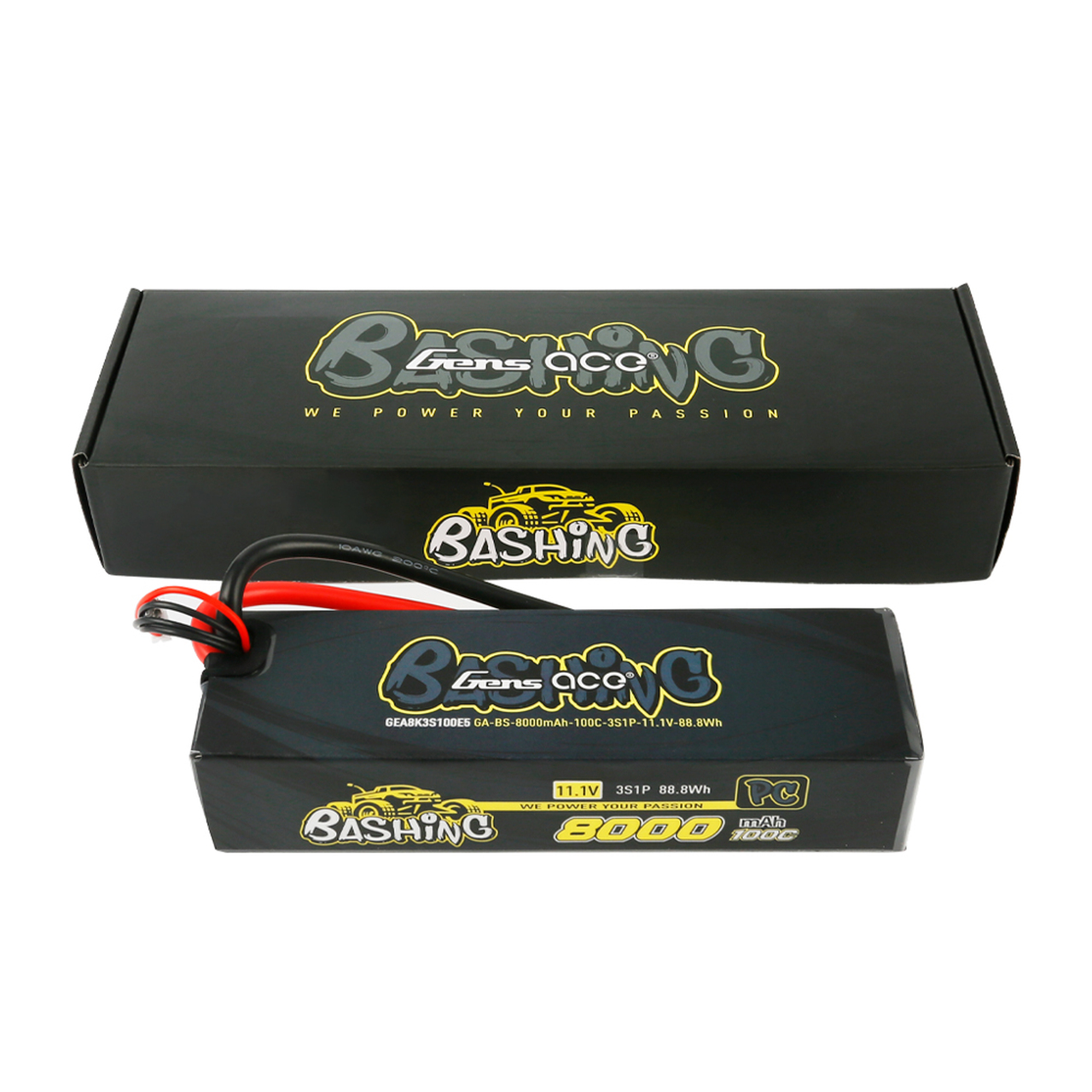 Gens ace Bashing Pro 11.1V 100C 3S 8000mah Lipo Battery Pack with EC5 Plug for Arrma