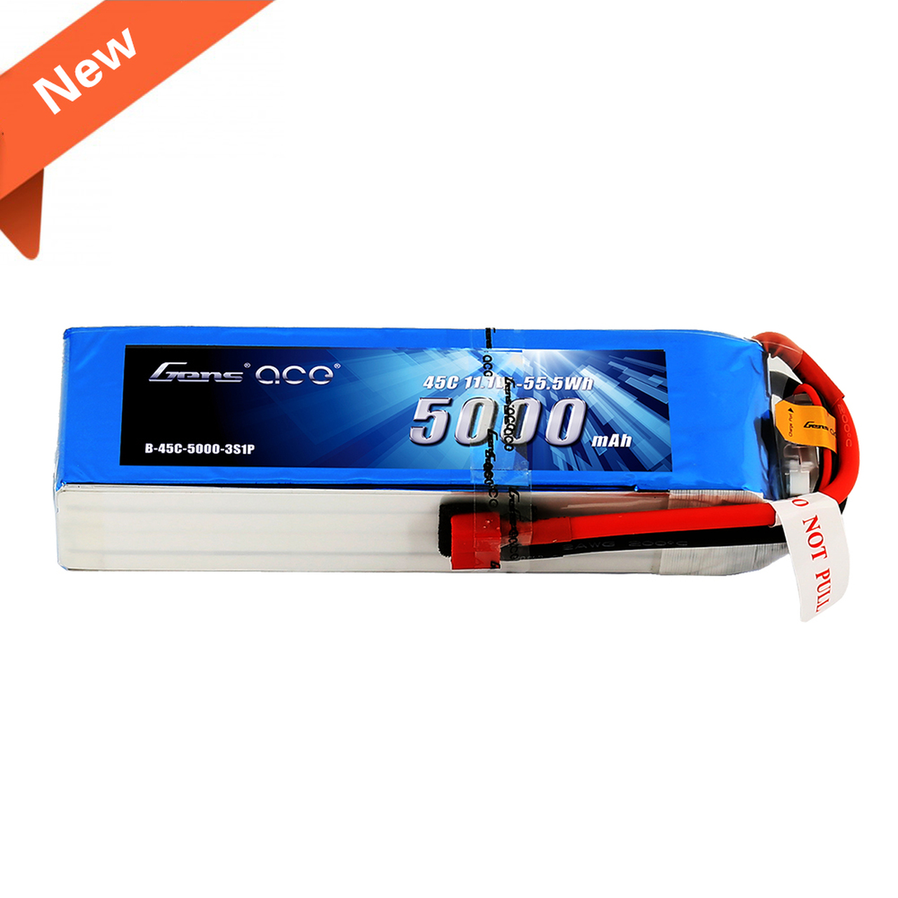 Gens ace 5000mAh 3S1P 11.1V 45C Lipo Battery Pack with Deans Plug