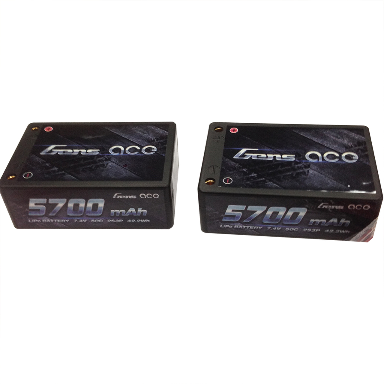 Gens ace 5700mAh 7.4V 50C 2S3P HardCase Lipo Battery Pack 12# with 4.0mm bullet to Deans Plug