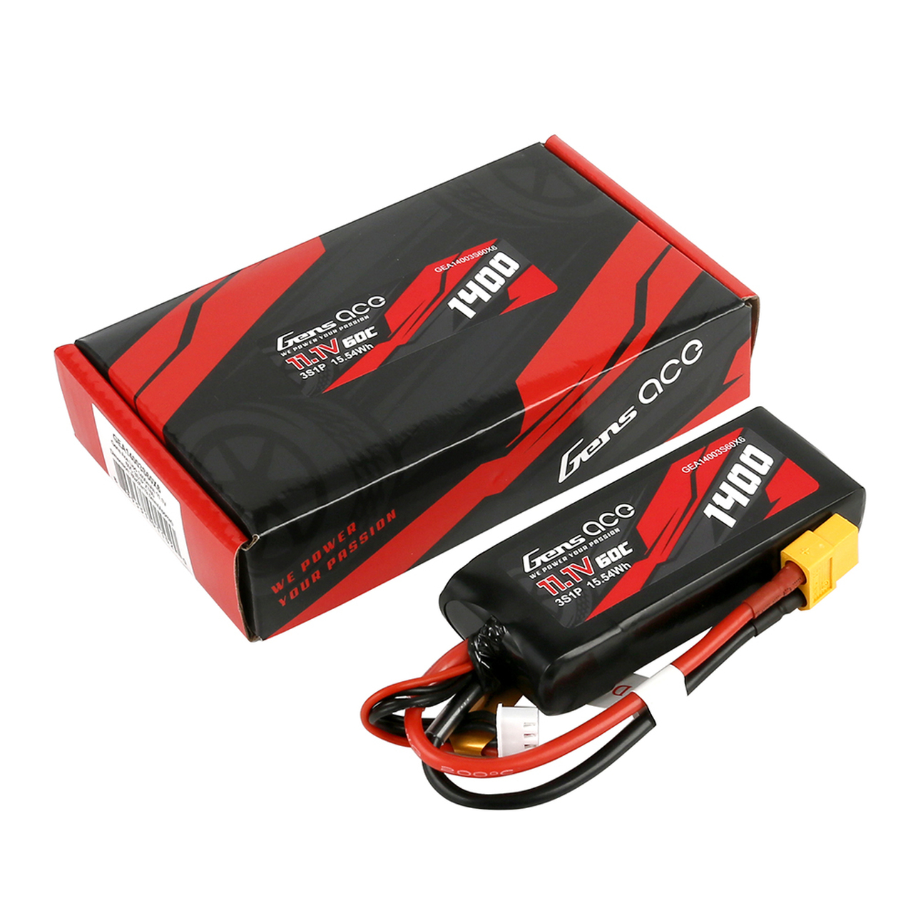 meisje Fabrikant Misverstand Gens ace 1400mAh 11.1V 60C 3S1P Lipo Battery Pack with XT60 Plug – Flex RC