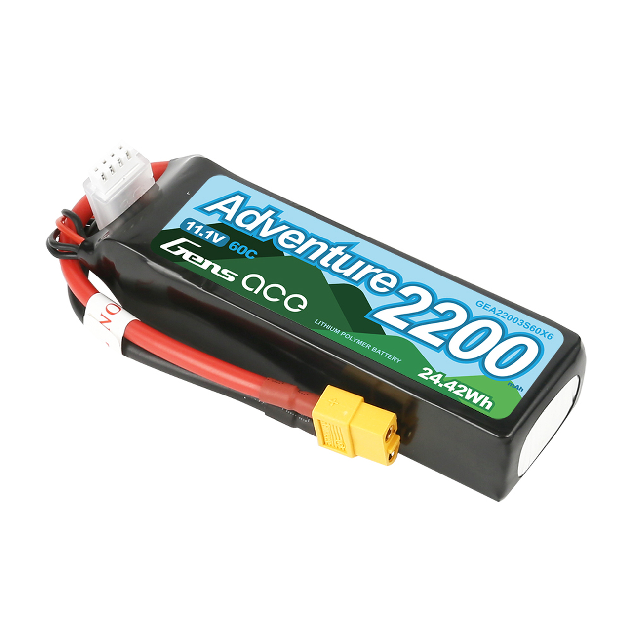 Gens Ace Adventure 2200mAh 3S1P 11.1V 60C Lipo Battery Pack with XT60 Plug for RC Crawler