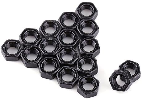 100pcs M2 Hexagon Locknuts with Nylon Insert Stainless Steel Black