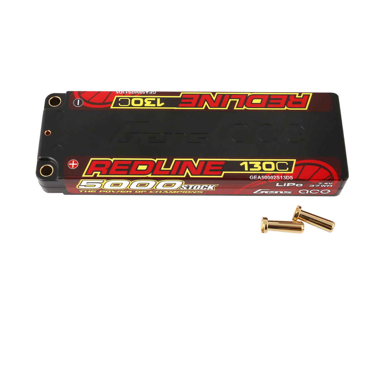 Gens ace Redline Series 5000mAh 7.6V 130C 2S1P HardCase 56# HV Lipo Battery with 5.0mm bullet